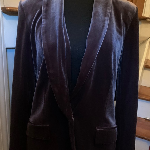 INC Womens Jacket Velvet Blazer Single Button Charcoal Sz: SmNEW $89 - Picture 5 of 8